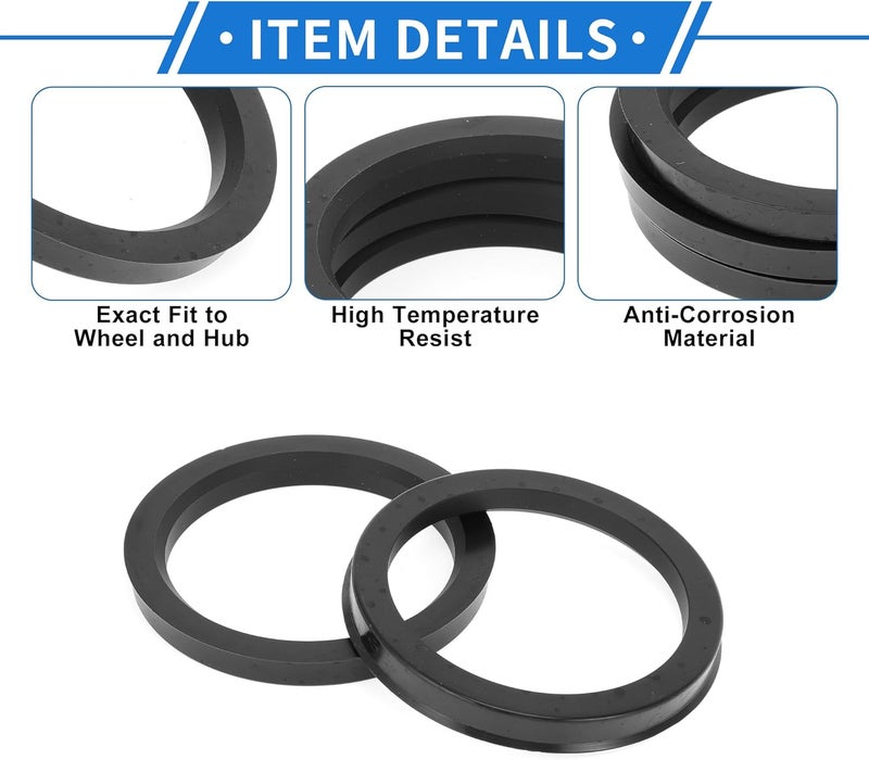 VekAuto 93.1mm to 75.1mm Car Wheel Hub Centric Rings Black Polycarbonate Wheels Center Shaft Shock Absorbing Hubrings 4 Pcs - Image 5